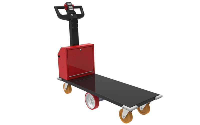 Transporter trolley developed for transporting tool cabinets in a railway maintenance facility גורר חשמלי ElectricTug להעברה של ארונות כלים במוסך רכבת